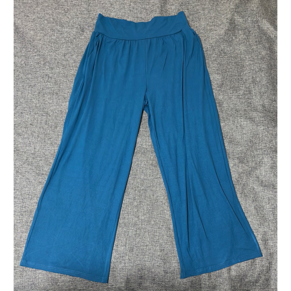 Gracyoga Womens XXL Yoga Pants Teal Wide Leg High Waist Lounge